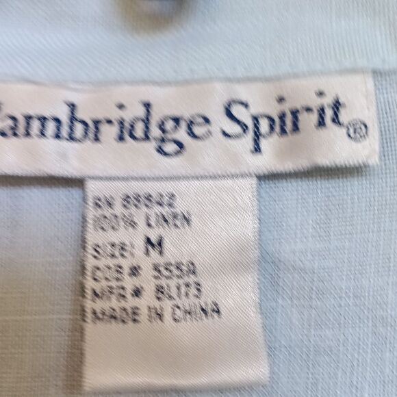 Linen Light Blue Button-Up Embroidered Shirt - Picture 2 of 4